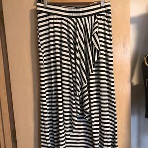 Striped high-low skirt, cotton blend